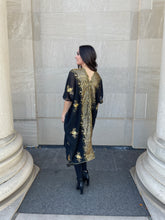 Load image into Gallery viewer, VV Caftan in Noir with Golden Sequins
