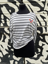 Load image into Gallery viewer, Up-Cycled Striped Evil Eye Top

