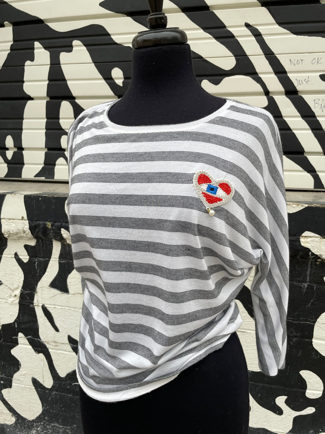 Up-Cycled Striped Evil Eye Top