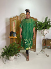 Load image into Gallery viewer, Middi Caftan in Goddess Green Silk Chiffon
