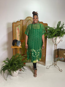 Middi Caftan in Goddess Green Silk Chiffon