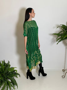 Middi Caftan in Goddess Green Silk Chiffon