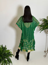 Load image into Gallery viewer, Middi Caftan in Goddess Green Silk Chiffon
