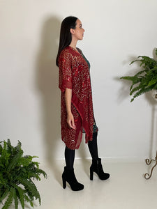 VV Caftan in Teal\Rust Sequin Chiffon