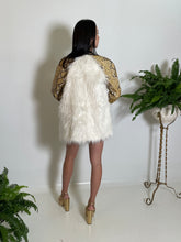 Load image into Gallery viewer, E.C. Coat White Faux Fur with Leather Python Print Sleeves
