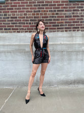 Load image into Gallery viewer, Debbie Harry Romper Black Sequin with Multi Halter
