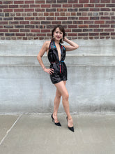 Load image into Gallery viewer, Debbie Harry Romper Black Sequin with Multi Halter
