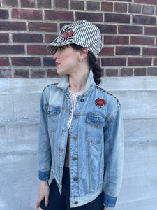 Upcycled Denim Jacket Red Sequin Tiger