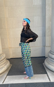 Boho Wrap Pants in Peacock Batik Wax Resist