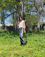 Load image into Gallery viewer, Upcycled Jeans with Embroidery side panels
